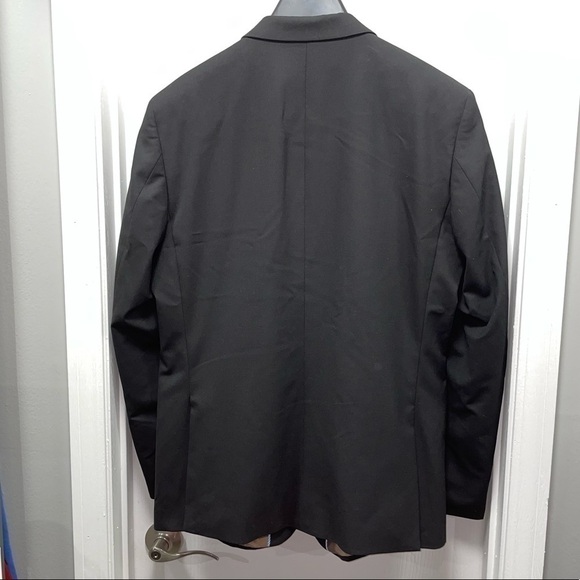 Haggar Suit Jacket Black with Iridescent Interior 2 Button Front with Pockets - Picture 3 of 5